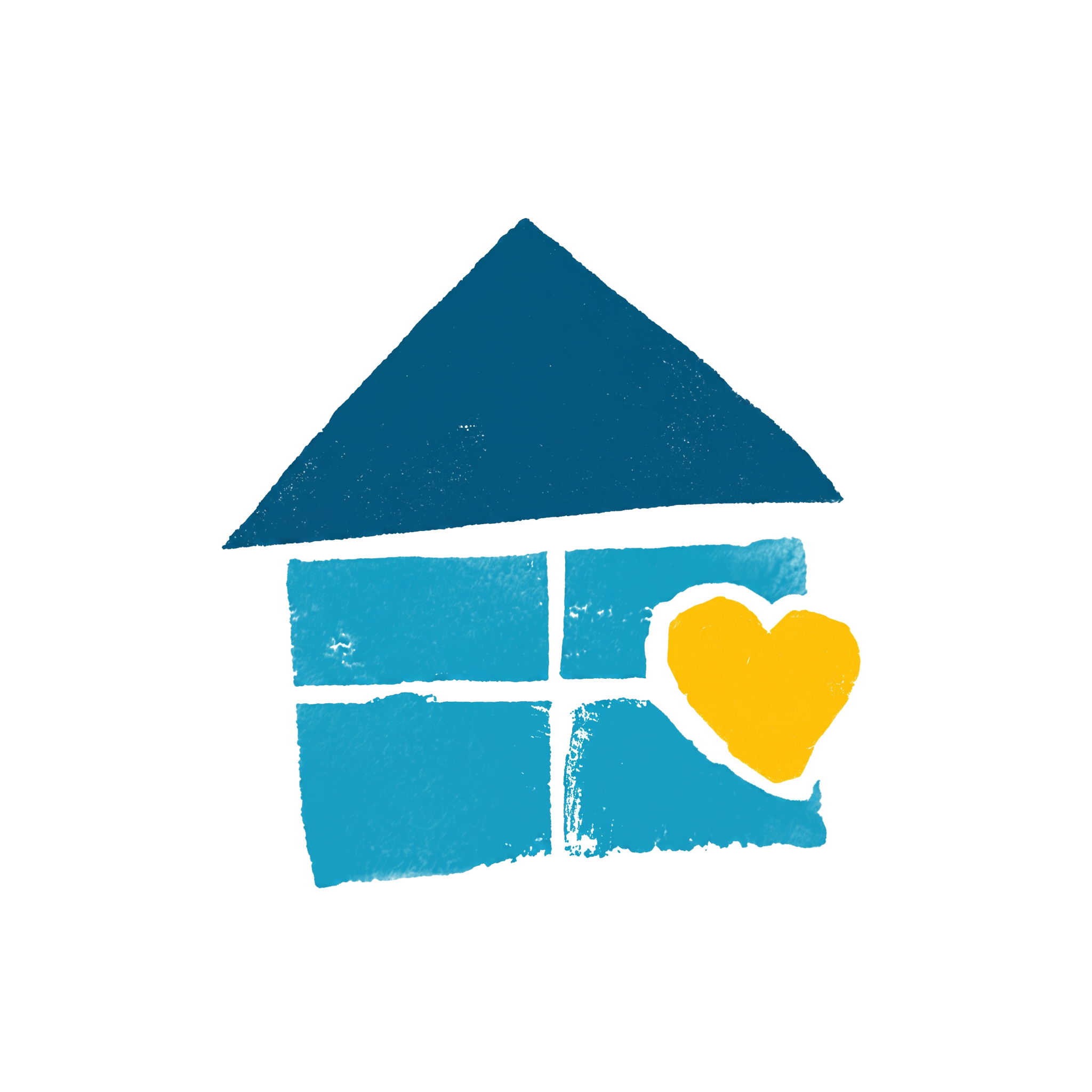 Isotipo Casazul: casa azul con corazón amarillo
